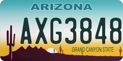 AZ license plate AXG3848