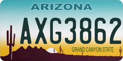 AZ license plate AXG3862