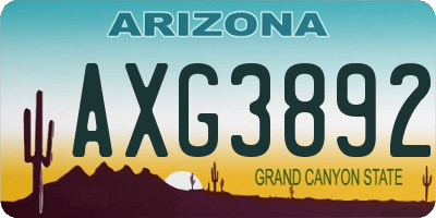 AZ license plate AXG3892