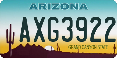AZ license plate AXG3922