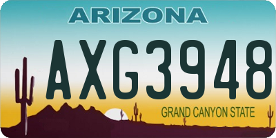 AZ license plate AXG3948