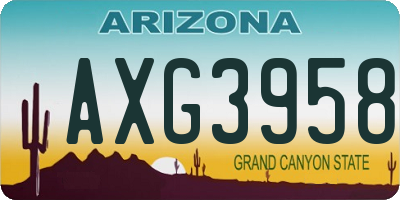 AZ license plate AXG3958