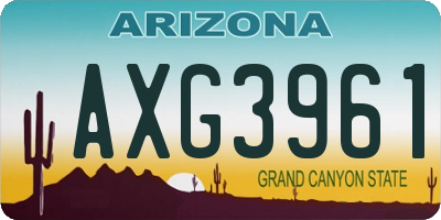 AZ license plate AXG3961