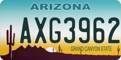 AZ license plate AXG3962