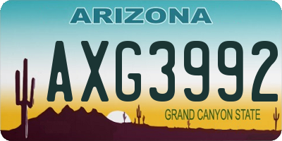 AZ license plate AXG3992