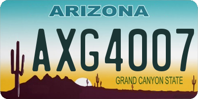 AZ license plate AXG4007