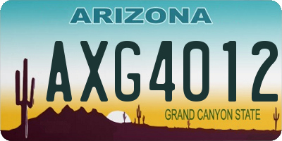 AZ license plate AXG4012