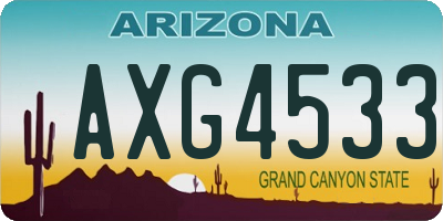 AZ license plate AXG4533