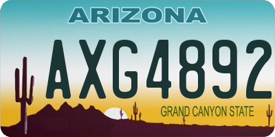 AZ license plate AXG4892