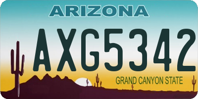 AZ license plate AXG5342