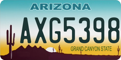 AZ license plate AXG5398