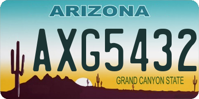 AZ license plate AXG5432