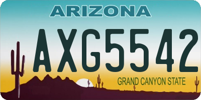 AZ license plate AXG5542