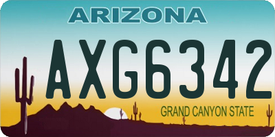 AZ license plate AXG6342