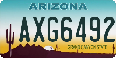 AZ license plate AXG6492