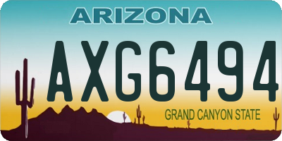 AZ license plate AXG6494