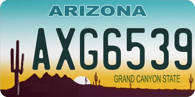 AZ license plate AXG6539