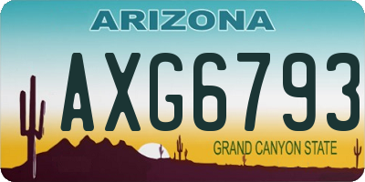 AZ license plate AXG6793