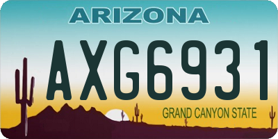 AZ license plate AXG6931
