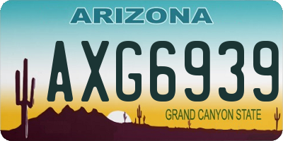 AZ license plate AXG6939