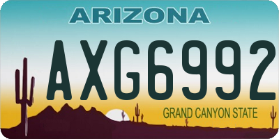 AZ license plate AXG6992