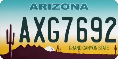 AZ license plate AXG7692
