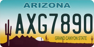 AZ license plate AXG7890