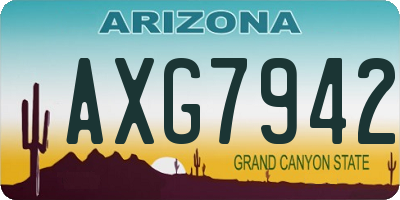 AZ license plate AXG7942