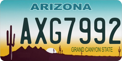 AZ license plate AXG7992
