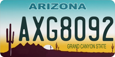 AZ license plate AXG8092