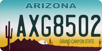 AZ license plate AXG8502