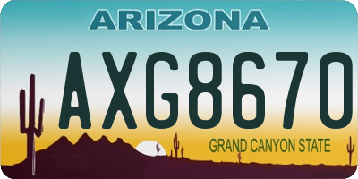 AZ license plate AXG8670