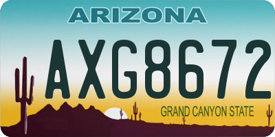 AZ license plate AXG8672