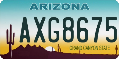 AZ license plate AXG8675