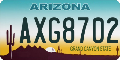 AZ license plate AXG8702