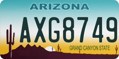 AZ license plate AXG8749