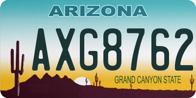 AZ license plate AXG8762