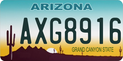 AZ license plate AXG8916