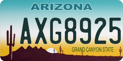 AZ license plate AXG8925