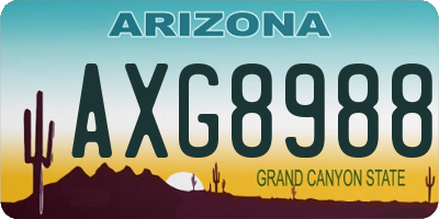 AZ license plate AXG8988