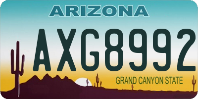 AZ license plate AXG8992