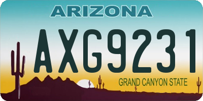 AZ license plate AXG9231