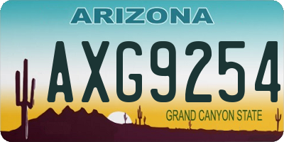 AZ license plate AXG9254