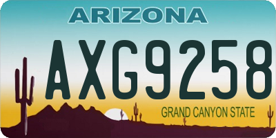 AZ license plate AXG9258