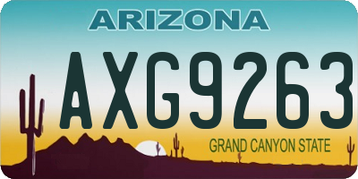 AZ license plate AXG9263