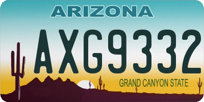 AZ license plate AXG9332