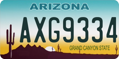 AZ license plate AXG9334