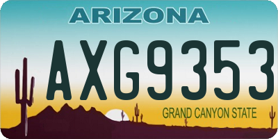 AZ license plate AXG9353