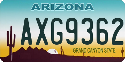 AZ license plate AXG9362