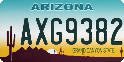 AZ license plate AXG9382